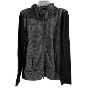 EUC Lululemon Jacket Women’s Daily Yoga Gray Coco Pique Black Full Zip Mock Neck